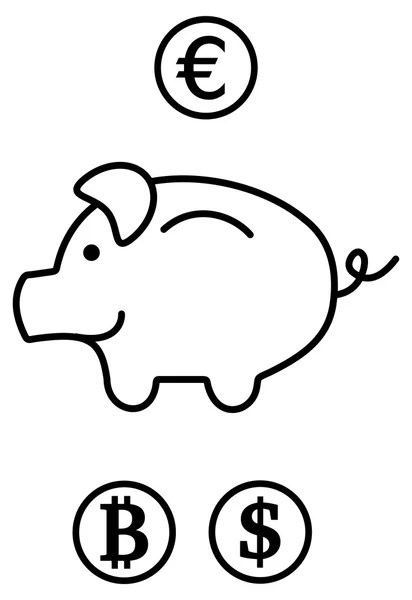 Een piggy bank in 3 munten — Stockvector