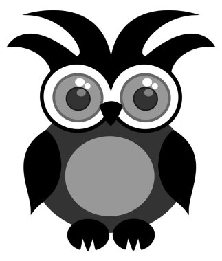 a black owl looking ahead