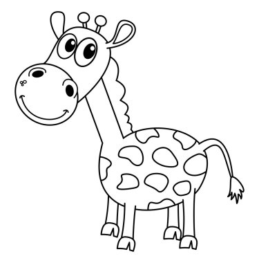 smiling black giraffe for coloring