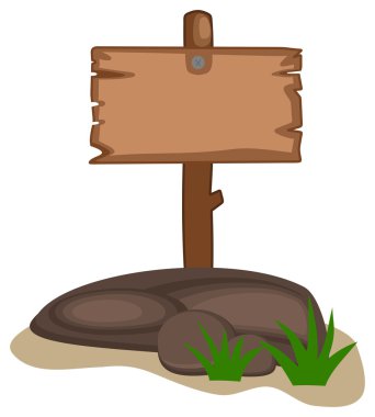 rock with panel for cartoon in wood