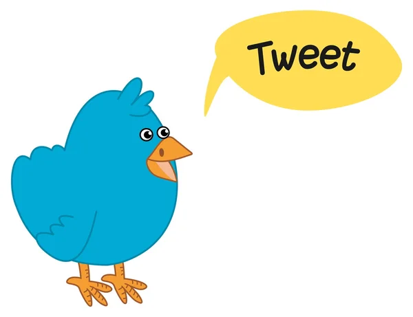 Blue bird who wants to make a tweet — Stock Vector