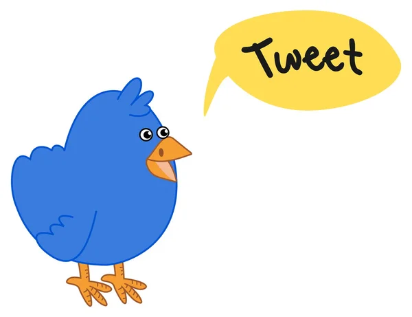 Blue bird who wants to make a tweet — Stockový vektor
