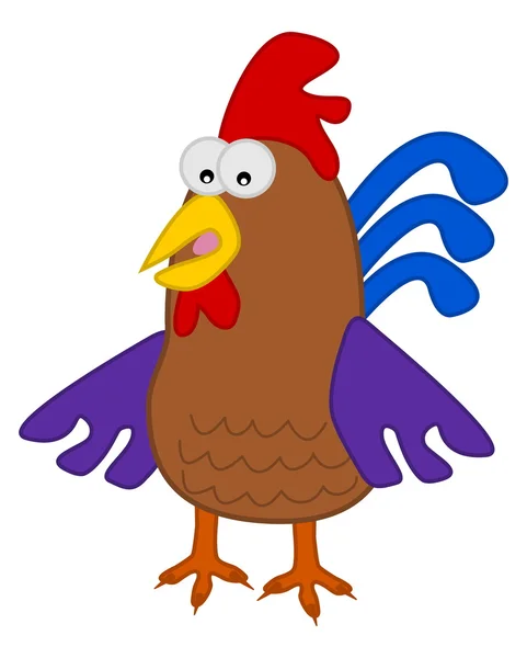 A surprised multicolor rooster — Stockvector