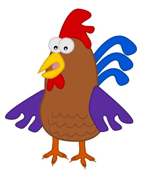 Un gallo multicolor sorprendido — Vector de stock