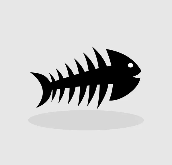 Skeleton of fish on a grey background — Wektor stockowy