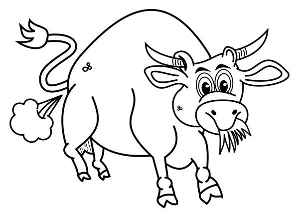 A bio bull for coloring that eats grass — Stok Vektör