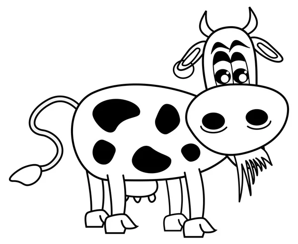Vaca comendo grama para colorir — Vetor de Stock