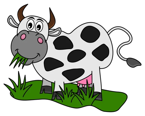 Huge cow eating in the field — Stok Vektör