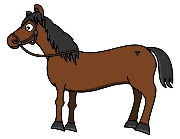 A beautiful brown horse with hitch — 图库矢量图片