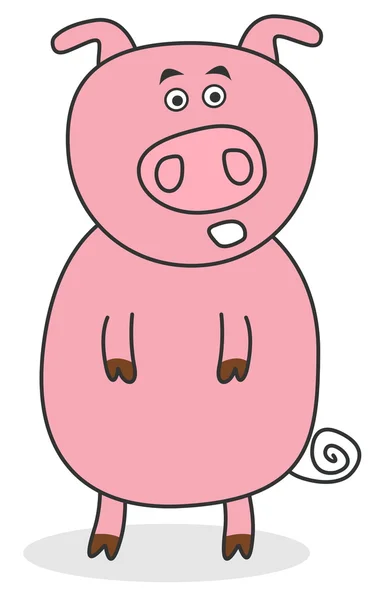 Surprised standing pig — Stockvector