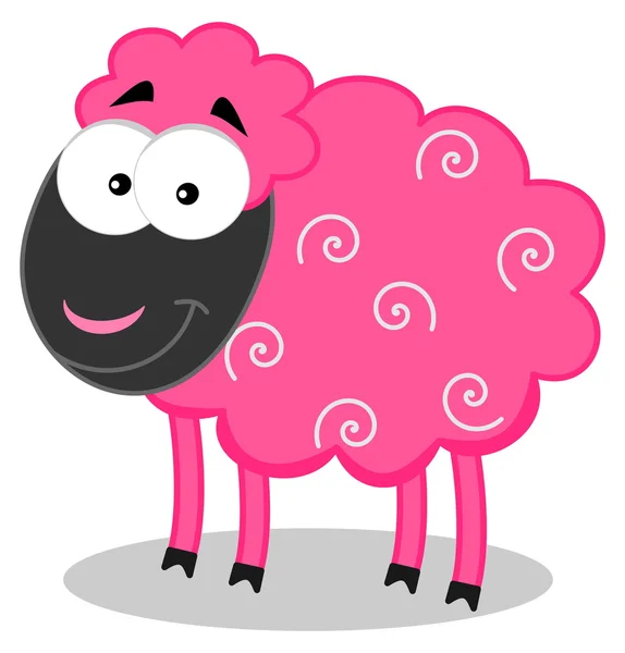 Smiling pink sheep — ストックベクタ