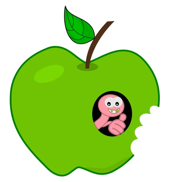 Larva em uma maçã já se esmigalhando —  Vetores de Stock