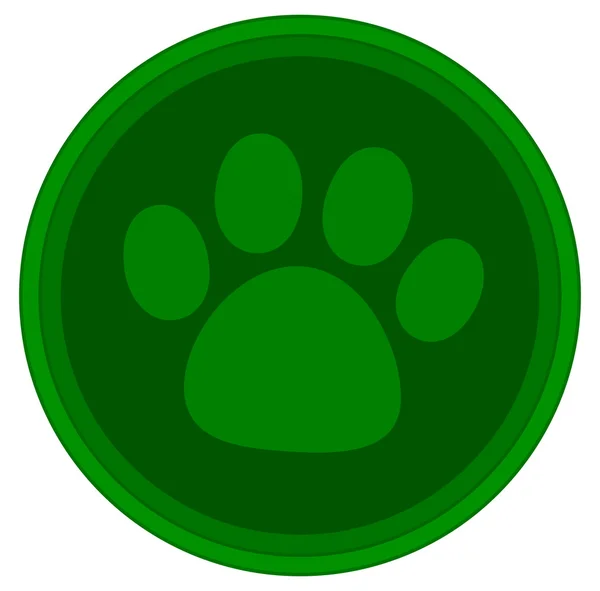 Cat dog paw green button — Stok Vektör