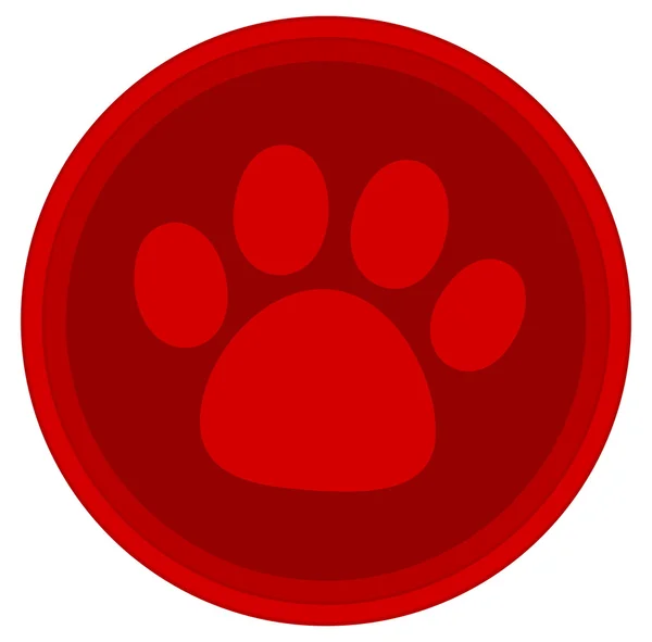 Cat dog paw red button — Stock Vector