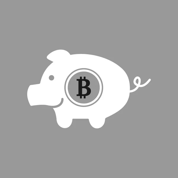 Alcancía bitcoin sobre fondo gris — Archivo Imágenes Vectoriales
