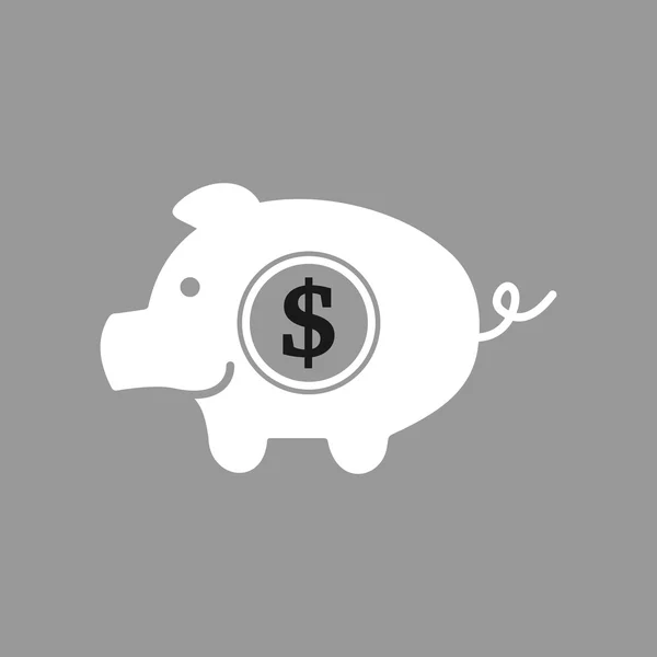 Piggy bank dollar on grey background — Wektor stockowy