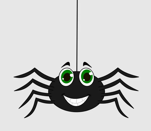 Araña negra alegre — Vector de stock