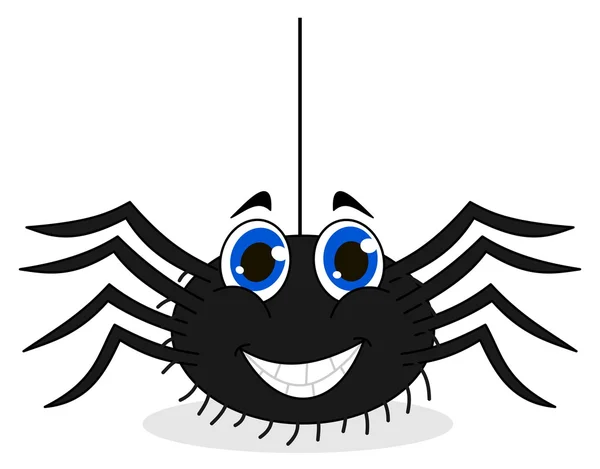 Araña negra alegre — Vector de stock