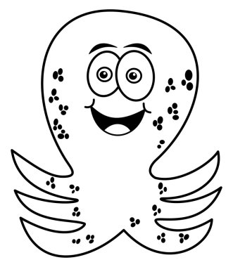 Ahtapot boyama için ayakta neşeli