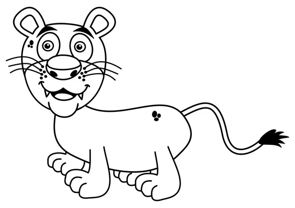 Young lion smiling for coloring — Stock Vector