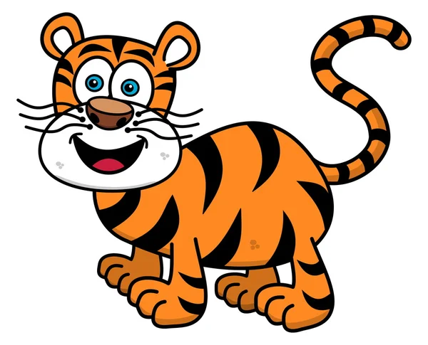 Vetores de Desenho Animado Tigre Sorridente Fazendo Um Músculo Com