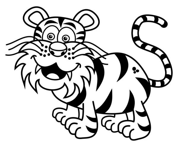 Un tigre souriant pour colorier — Image vectorielle