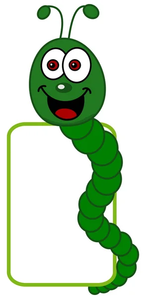 Smiling caterpillar with billboard — Stock Vector