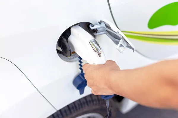 Carga Batería Del Coche Eléctrico Estación Carga Naturaleza — Foto de Stock