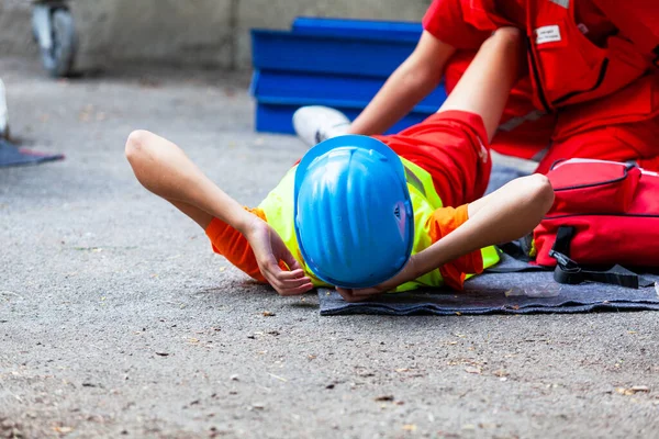 Incidente Sul Lavoro Sul Posto Lavoro Cantiere Primo Soccorso Formazione — Foto Stock