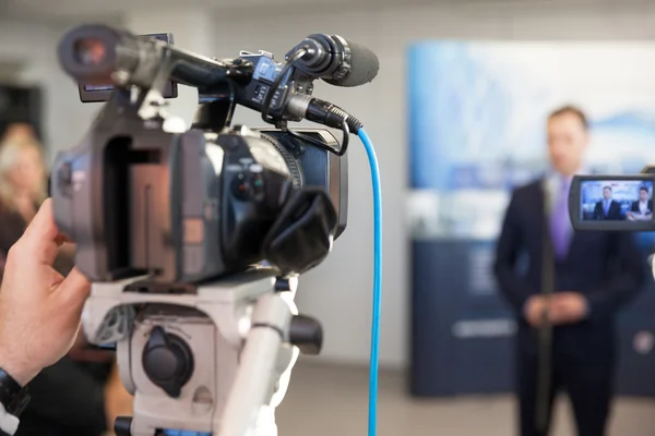 News conference. Spokesman. — Stock Photo, Image