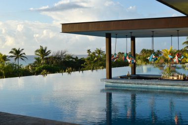 Plaj köyü kafesi. Tropiklerde rahatlama yeri.