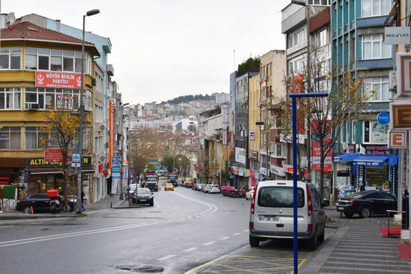 Ulice istanbulského města. Normální městský život u krůt — Stock fotografie