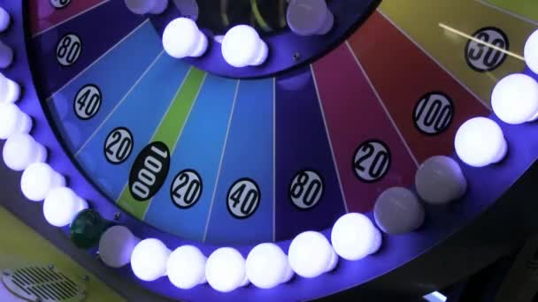 Φώτα Και Φιγούρες Του Μηχανήματος Τυχερών Παιχνιδιών — Αρχείο Βίντεο