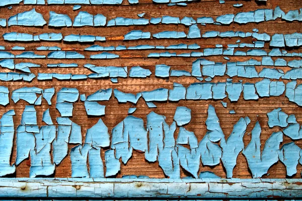 Texture Old Wooden Wall Peeled Blue Paint Abstract Background — Stock Photo, Image