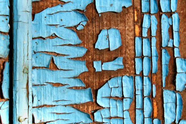 Textura Uma Parede Madeira Velha Com Pintura Azul Descascada Fundo — Fotografia de Stock