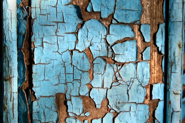 Textura Una Antigua Pared Madera Con Pintura Azul Pelada Fondo — Foto de Stock