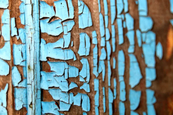 Textur Einer Alten Holzwand Mit Geschälter Blauer Farbe Abstrakter Hintergrund — Stockfoto