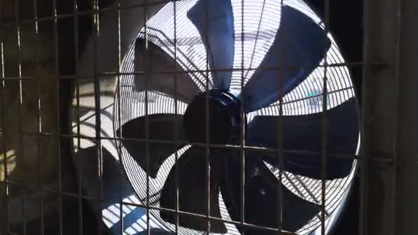 Big Industrial Fan White Brick Wall Factory Ventilation Factory Building — Stock Video