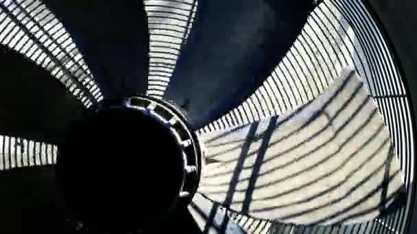 Big industrial fan on factory. Ventilation of industrial plant building. — Stock Video
