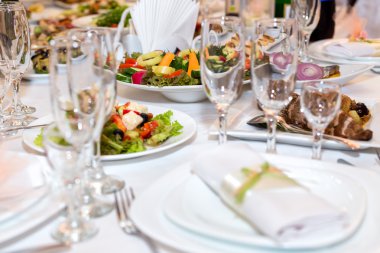 holiday table served with various dishes