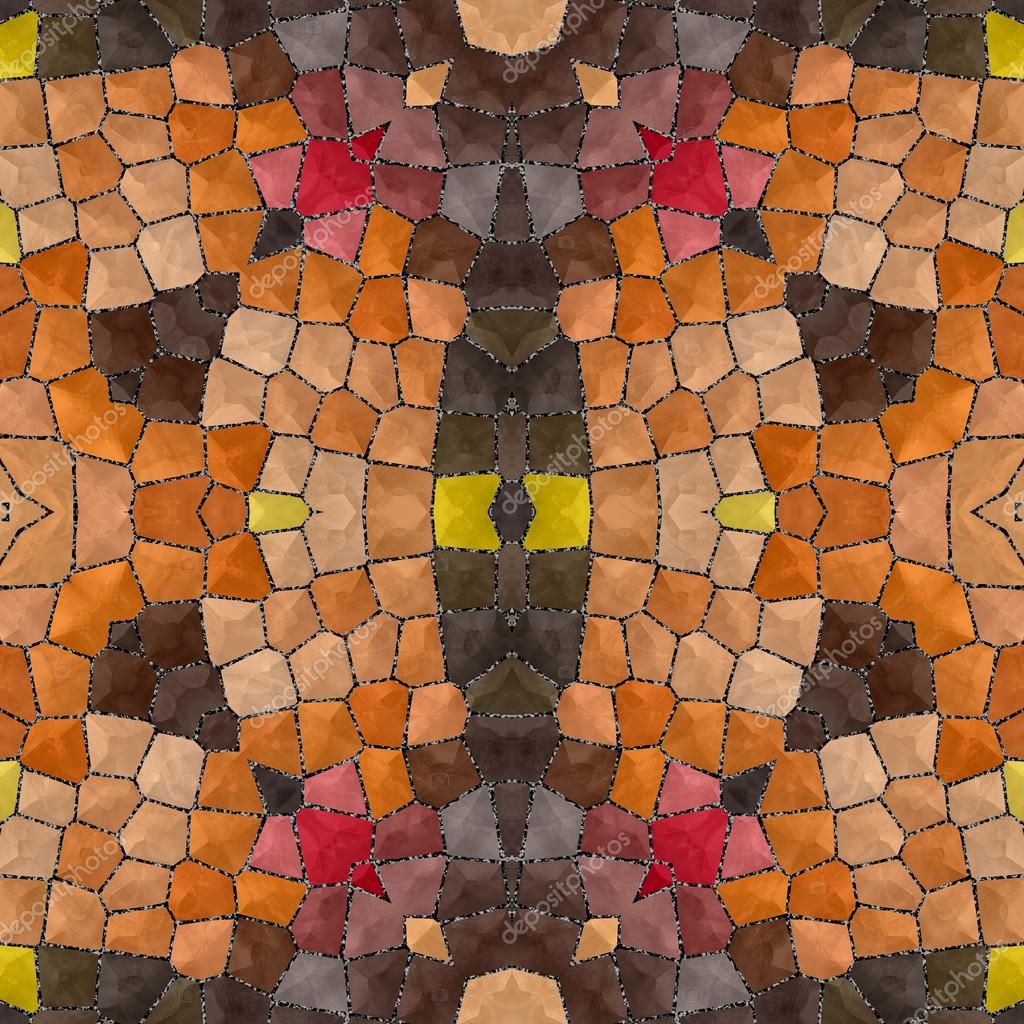 Seamless texture of abstract orange fabric. Kaleidoscopic wallpaper