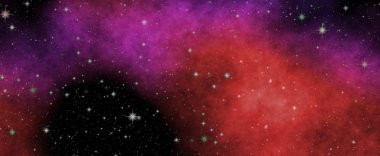 Derin soğuk evren. Panoramik derin uzaya arıyorum. Karanlık gece gökyüzüne yıldızlarla dolu. Uzayda Bulutsusu.