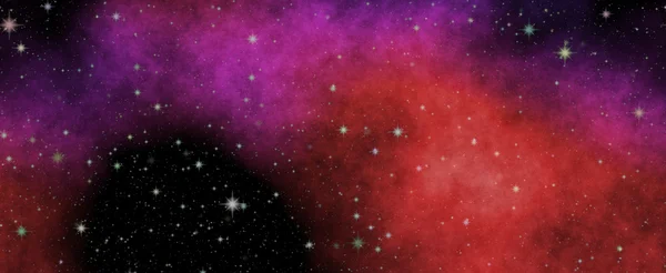 Universul rece adânc. Panoramic privind în spațiul adânc. Cer întunecat de noapte plin de stele. Nebuloasa din spațiul cosmic . — Fotografie, imagine de stoc