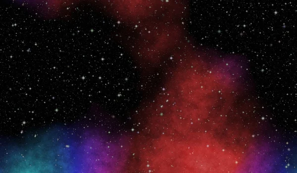 Nya panoramautsikt över ute i rymden. Mörk natthimmel full av stjärnor. Nebulosan i yttre rymden. — Stockfoto