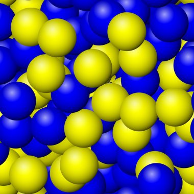 Küçük topları Soyut mavi sarı dikişsiz desen - dijital karo render. Sarı ve mavi arka plan şeklinde balonlar.