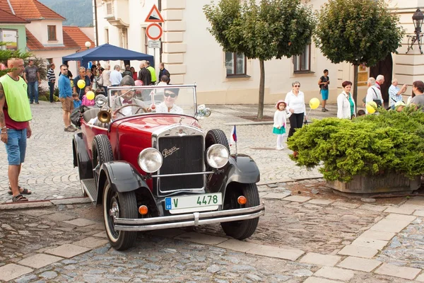 TISNOV, CZECH REPUBLIC - SEPTEMBER 3, 2016: The traditional meeting of fans of vintage cars and motorbikes. Model Praga-Piccolo, made in 1931, four-cylinder. Manufacturer Kolben-Danek.