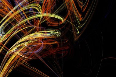 Soyut renkli yıldırım fraktal siyah arka plan. Işık çizim lazeri. Yaratıcı tasarım için fraktal sanat arka plan. Duvar kağıdı masaüstü için dekorasyon.