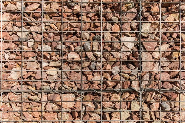 Stützmauer Gabionenkörbe Gabionenmauer Käfige Steine Strukturierten Hintergrund Mauersteine Aus Gabionen — Stockfoto