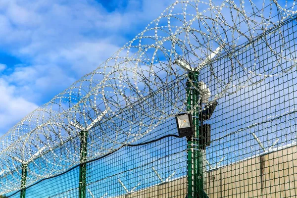 Restricted Area Fence Barbed Wire Razor Wire Jail Fence Barrier — Stock Photo, Image