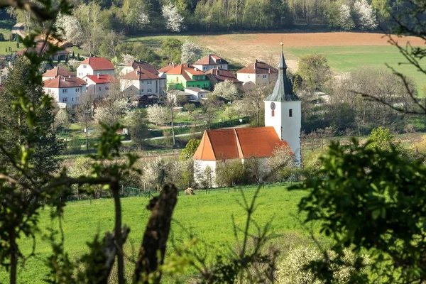 Eglise Tchèque Dimanche Matin Printemps Eglise Gothique Saint Martin Village — Photo